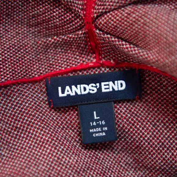 Lands' End Plaid Tartan Open Front Knit Cotton Cardigan - Picture 8 of 10